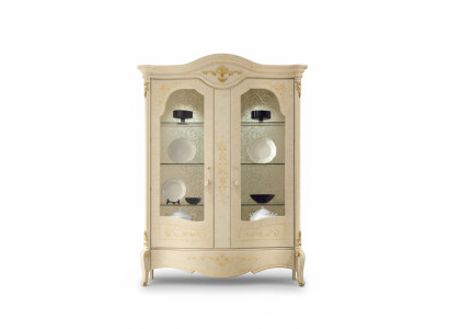 Vitrine Italienische Luxus Möbel Vitrinen Kommodenschrank Glas Design Schrank