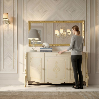 Design Möbel Stil Barock Kommode Anrichte Sideboard Holz Italien Low Sideboard