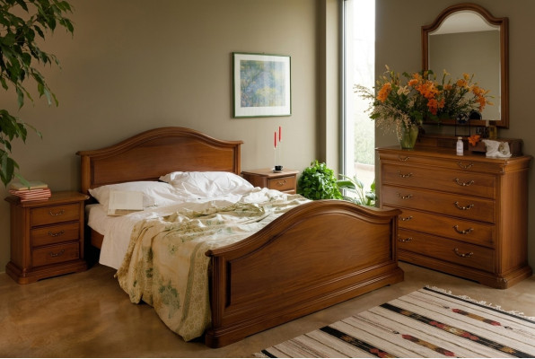 Bett Nachttisch Schrank Schrank Schlafzimmer Kommode Naturholz Neues Set 5tlg.