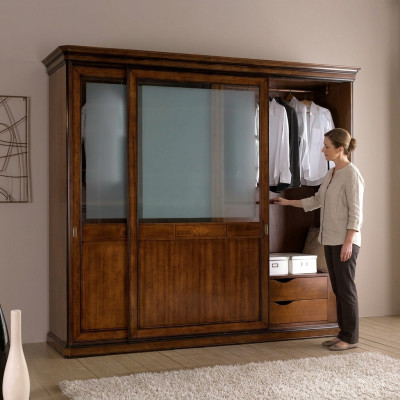 Schrank Echtholz Kleiderschrank Massive Schlafzimmer Möbel Italien Holzschrank