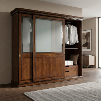 Schrank Echtholz Kleiderschrank Massive Schlafzimmer Möbel Italien Holzschrank