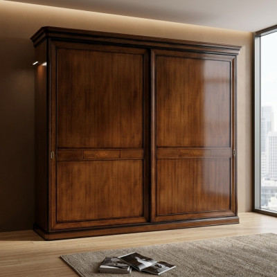 Echtholz Kleiderschrank Holzschrank Schrank Massive Schlafzimmer Möbel Italien