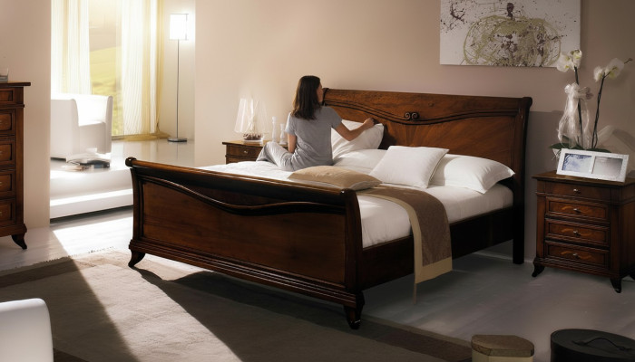 Doppelbett Schlafzimmer Bett Möbel Holz Design Vaccari giovanni Betten Massiv