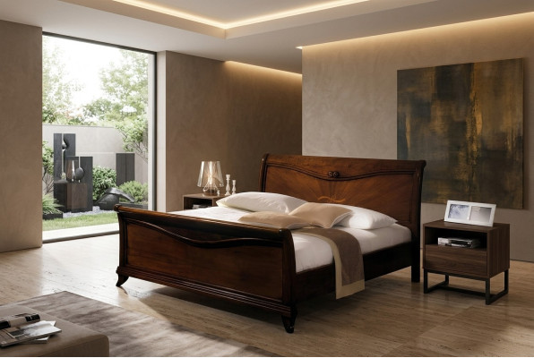 Doppelbett Schlafzimmer Bett Möbel Holz Design Vaccari giovanni Betten Massiv