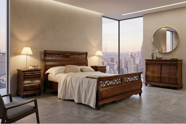 Doppelbett 2 Nachttische Massivholz Schlafzimmermöbel Massivholz Set Neu