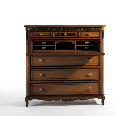 Sekretär Kommode Massivholz Schlafzimmer Italienische Möbel Wohnzimmer Braun