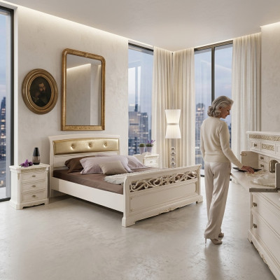 Bett Schlafzimmer Möbel Doppel Betten Luxus Einrichtung Vaccari cav giovanni Neu