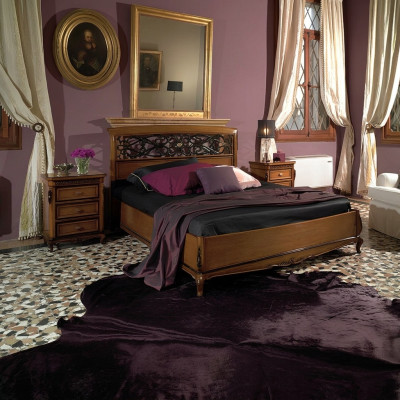 Bett Doppelbett Design Schlafzimmer Massivholz Vaccari cav giovanni Möbel Neu