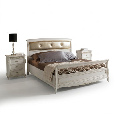 Schlafzimmer Möbel Einrichtung 3tlg. Set Komplett Bett Nachttischen Italien Neu