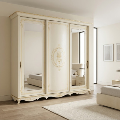 Kleiderschrank Schlafzimmer Spiegeln Kleiderschränke Schrank Weiß Holz Italien