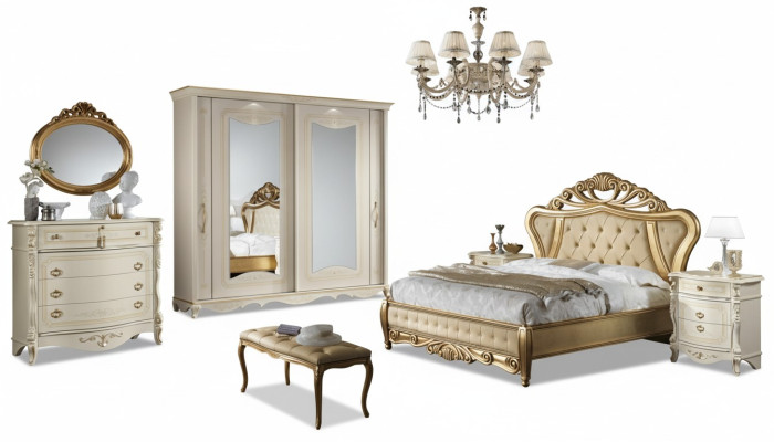 Doppelbett Schlafzimmer Möbel Schrank Nachttisch mit Schubladen Kommode 5tlg