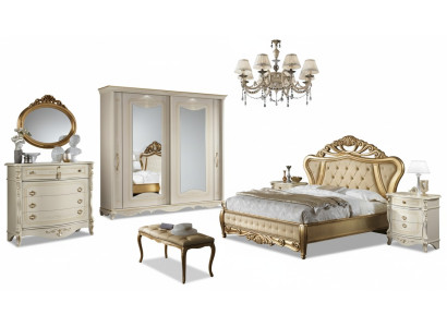Doppelbett Schlafzimmer Möbel Schrank Nachttisch mit Schubladen Kommode 5tlg