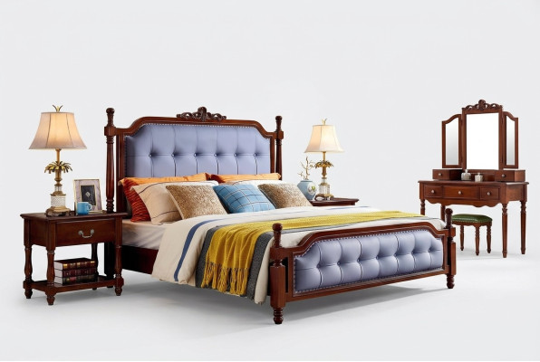 Bett Luxus Schlafzimmer Doppelbett Holz Polster Bettrahmen Chesterfield