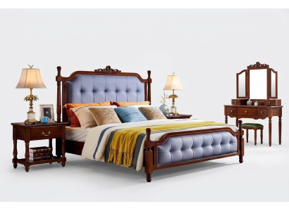 Bett Luxus Schlafzimmer Doppelbett Holz Polster Bettrahmen Chesterfield