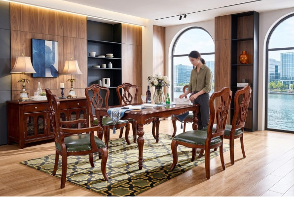 Komplett Set Esstisch + 6 Stühle Esszimmer Set Ess Gruppe Holz Tisch Tische 7tlg