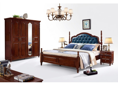 Schlafzimmer Set 4 tlg Klassisch Bett +2x Nachttische Kleiderschrank