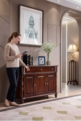 Kommode Braun Anrichte Sideboard Massiv Holz Schrank Möbel Design