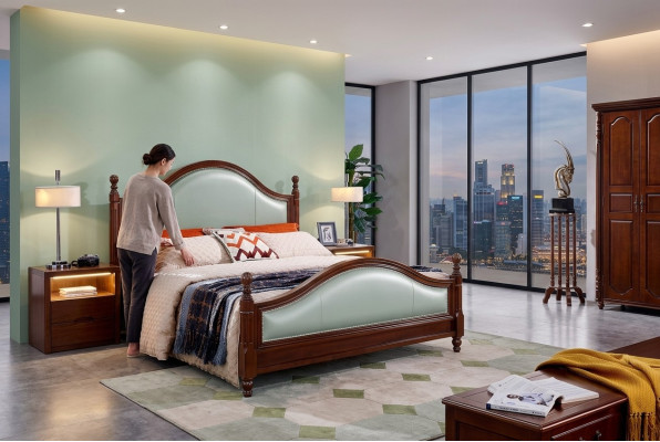 Bett Doppelbett Holzbett Möbel Massivholz Schlafzimmer Holz Betten