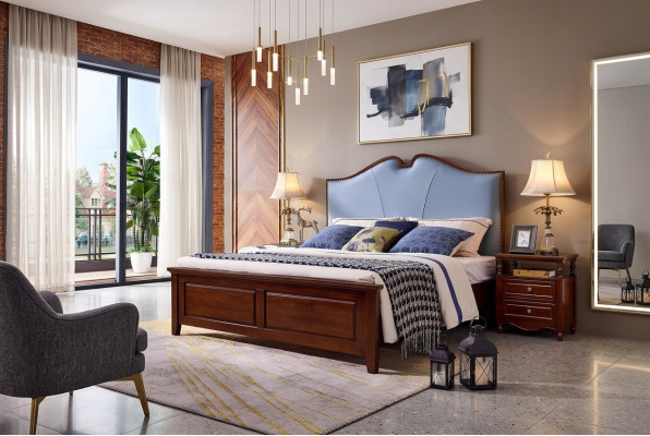 Doppelbett Luxus Schlafzimmer Holz Bett Polster Bettrahmen Möbel