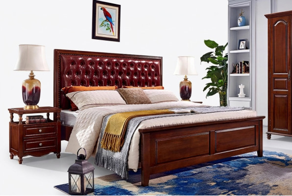 Doppelbett Schlafzimmer Holz Polster Bettrahmen Möbel Design Barock