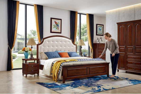Bett Möbel Holz Design Betten Massiv Doppelbett Schlafzimmer klassisch