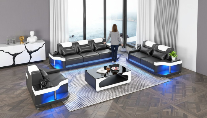 Sofagarnitur 3+2+1 Sitzer Set Design Sofa Polster Couchen Wohnzimmerset Leder