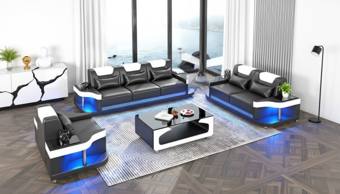 Sofagarnitur 3+2+1 Sitzer Set Design Sofa Polster Couchen Wohnzimmerset Leder