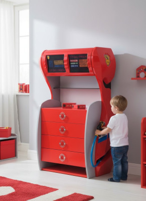 Tankstelle Kommode mit Schubladen Kinderzimmer Modern Möbel Regal Holz Zimmer