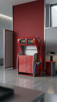 Tankstelle Kommode mit Schubladen Kinderzimmer Modern Möbel Regal Holz Zimmer