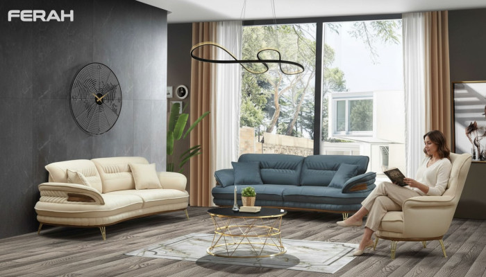 Sofagarnitur 3+3+1 Sitzer Sofa Sessel Sofas Garnitur Sitz Luxus Set