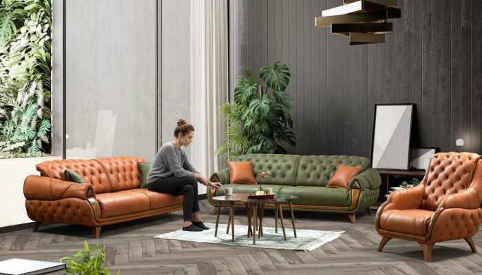 Sofagarnitur 3+3 Sitzer Sofa Couchen Sofas Luxus Gruppe Garnitur 2tlg