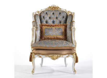 Sessel Bibliothek Lese Stuhl Ohrensessel Sofa Polster Italienische Möbel Luxus