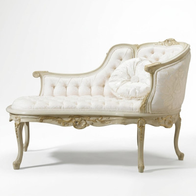 Lounge Chesterfield Sofa Liege Polster Liegen Chaiselongues Club Weiß Barock Neu
