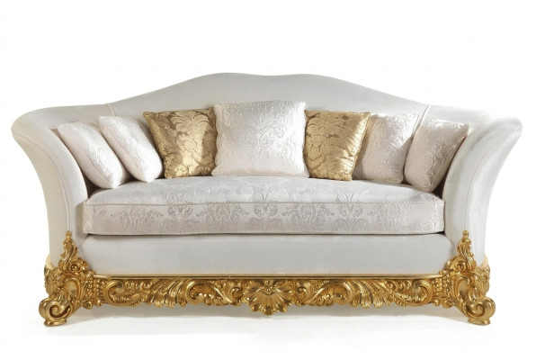 Weißes Sofa klassisches Dreisitzer Sofas Wohnzimmer Textil Couches 3 Sitze