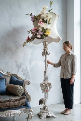 Stehleuchte Luxus Echtholz Lampe Stand Leuchten Stehlampe Leuchte Lampen Vogel