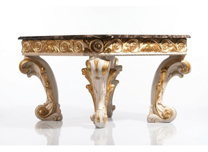 Couchtisch mit Marmor Rund Tisch antike Beistelltisch Barock Rokoko Italienische
