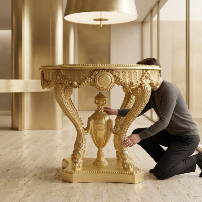 Couchtisch Beistelltisch Holz Wohnzimmer Tisch Möbel aus Italien Vintage Gold