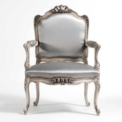 Esszimmer Stühle Luxus Sessel Stuhl Holz Silber Thron Barock Wohnzimmer Möbel