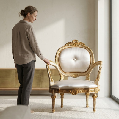 Esszimmer Stuhl Sessel Polster Möbel Klassische Italien Einrichtung Thron Neu