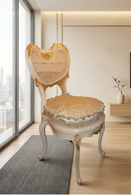 Esszimmer Stuhl 1 Sitzer Sessel Holz Luxus Klasse Barock Rokoko Möbel Design Neu