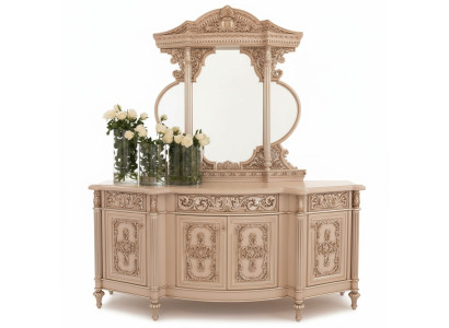 Kommode Anrichte Kommoden Spiegel Set Echtes Holz Italienische Möbel Antik Stil
