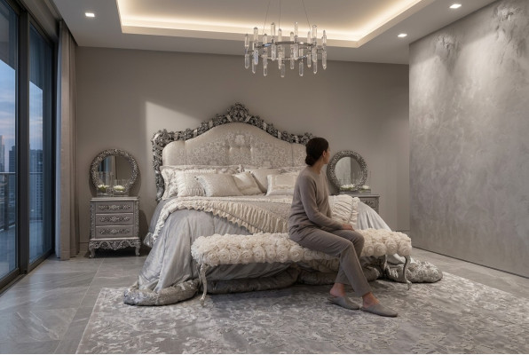 Chesterfield Bett Doppel Betten Leder Antik Stil Luxus Italienische Möbel Neu