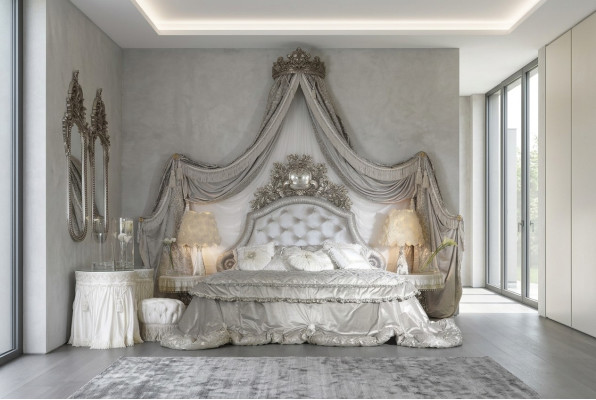 Chesterfield Bett Silber Luxus Schlafzimmer Betten Italienische Möbel Design Neu