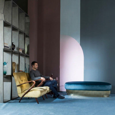Sessel Wohnzimmer Couch Sofa Einsitzer Polster Italienische Möbel Samt Design