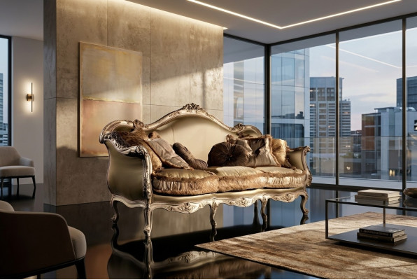 Sofa 3 Sitzer Wohnzimmer Couch Möbel Holz Senator Polstermöbel Sofa Möbel Stuhl