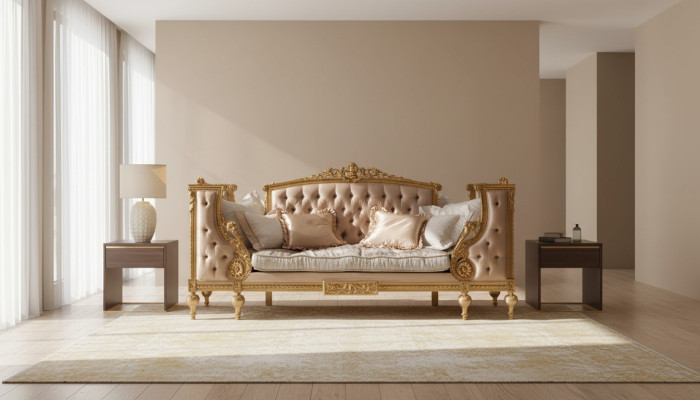 Sofa Dreisitzer Couch Polster Möbel Chesterfield Barock Rokoko Antik Stil Neu