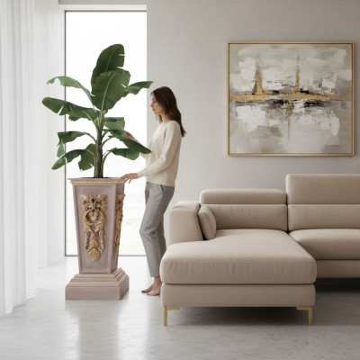 Vasen Blumen Ständer Vase Ständer Massiv Holz Barock Rokoko Italienisches Design