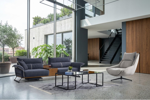 Luxus Garnitur Set Sofagarnitur 4+1 Sitzer Sofa Sofas Sessel Stoff 2tlg. Sets