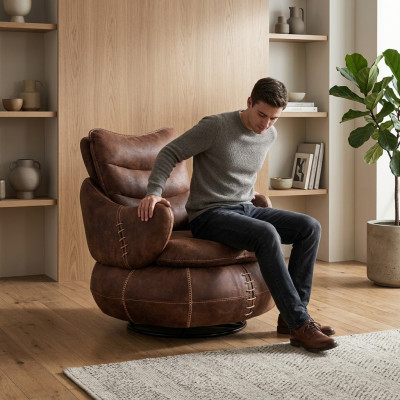 Sessel Sitz Klassisch Design Wohnzimmer Polster Einsitzer Leder Stil Möbel Luxus