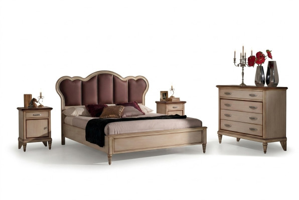 Bett Nachttisch Kommode Schlafzimmer Set Design Klassisch Luxus Betten Neu
